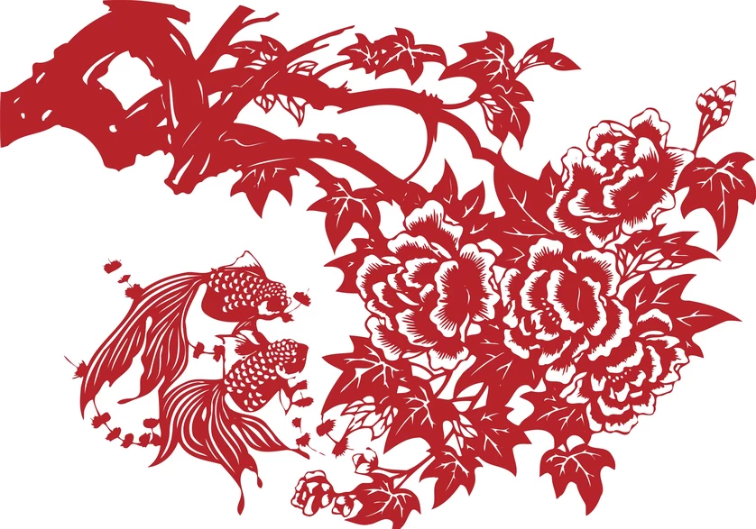 中国风传统民俗吉祥喜庆镂空剪纸窗花图案插画AI矢量PNG设计素材【087】